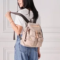 satana - Soldier 小休閒束口後背包 - 奶茶色