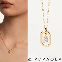 PD PAOLA 西班牙時尚潮牌 迷你鑲鑽字母項鍊 金色簡約項鍊 925純銀鑲18K金 R