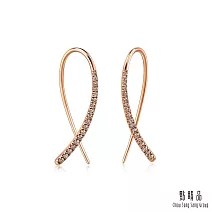 網路獨家款【點睛品】Daily Luxe 咖啡鑽絲帶造型 18K咖啡金鑽石耳環(一對)