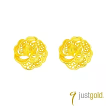 【Just Gold 鎮金店】金綻牡丹 黃金耳環