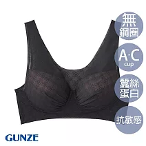 【日本GUNZE】蠶絲蛋白抗敏無鋼圈內衣(KB4355-BLK) M 黑色