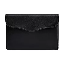 LA BAGAGERIE M04系列牛皮翻蓋信封短夾 黑