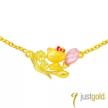 【Just Gold 鎮金店】HELLO KITTY鬱金香 黃金項鍊