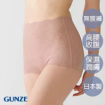 【日本GUNZE】雙重保水潤膚無痕高腰內褲 M 粉色