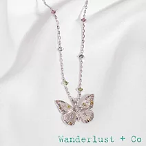 Wanderlust+Co 澳洲品牌 水晶蝴蝶項鍊 彩鑽銀色項鍊 Butterfly Rainbow