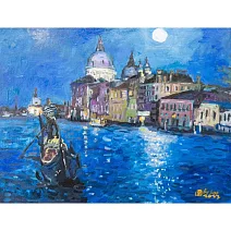 【玲廊滿藝】胡令豪-威尼斯月色50x65cm