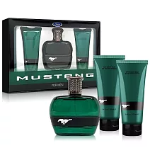 FORD MUSTANG 福特野馬 美式傳奇綠鑽男性淡香水禮盒(淡香水100ml+2合1沐浴膠100ml+鬍後膠100ml)