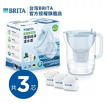【德國BRITA】Style XL永續版純淨濾水壺+2入全效型濾芯(共3芯) 冰川藍3.6L1+2入全效型濾芯_共3芯