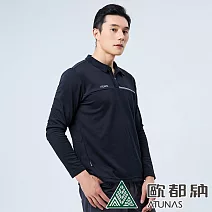 【ATUNAS 歐都納】男款抑菌長袖排汗POLO衫A1PSEE02M/抗臭/快乾/排汗/透氣 M 黑
