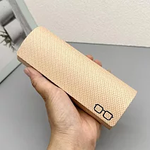 seoul show首爾秀  編織紋全鐵環保PU皮防壓抗摔墨鏡老花近視太陽眼鏡盒  米色