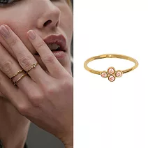 AEC PARIS 巴黎品牌 幸運草粉鑽戒指 簡約金色戒指 THIN RING ORITHYE 54