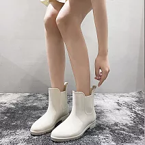 【Amoscova】和事現貨 女短筒雨鞋 韓版雨天膠鞋 素面短雨靴 晴雨鞋 女鞋(1610) EU36 米色