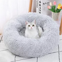 【LOTUS】長毛絨貓咪狗狗窩 寵物睡墊 淺灰