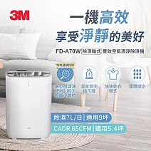 3M 除溼輪式7公升雙效空氣清淨除濕機FD-A70W