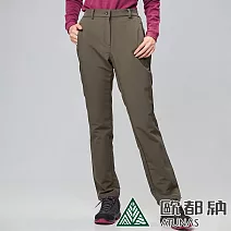 【ATUNAS 歐都納】女款SOFTSHELL抗風彈性長褲A1PA2317W- XL 灰綠
