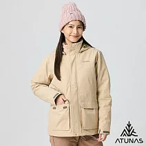 【ATUNAS 歐都納】男女款GORE-TEX防水防風+保暖羽絨二件式外套A1GT2303N- L 卡其