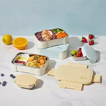 【掌廚可樂膳】304不鏽鋼防燙保溫便當盒700ml兩入組 (贈醬料盒)-黃色