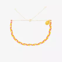 Pura Vida 美國手工 BLUSHING LEMONADE 迷粗粉色檸檬水 迷你粗線編織可調式衝浪手環  粉色檸檬水