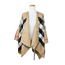BURBERRY 經典格紋雙色羊兩用毛披肩/斗篷 卡其