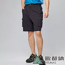 【ATUNAS 歐都納】男款彈性五分褲A1PA2411M- L 黑