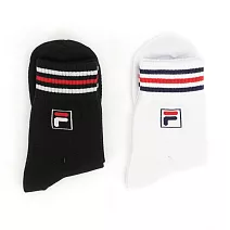 Fila [SCU-7003-BWN] 中筒襪 運動 休閒 舒適 潮流 百搭 棉質 台製 兩入 黑底 白藍