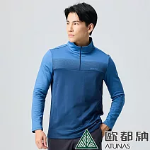 【ATUNAS 歐都納】男款SOLAR-FLEECE保暖長袖拉鍊衫A1PS2425M- M 深藍