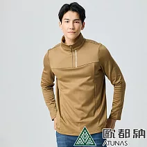 【ATUNAS 歐都納】男款SOLAR-FLEECE保暖長袖拉鍊衫A1PS2426M- L 棕褐