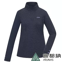 【ATUNAS 歐都納】女款長袖羊毛POLO衫A1PS2418W- M 藍黑