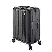 SINDIP 前開式20吋行李箱(靜音雙排飛機輪+海關鎖+可加大+防盜拉鍊) 20吋 黑