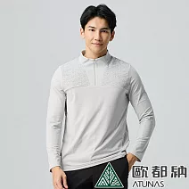 【ATUNAS 歐都納】男款SOLAR-FLEECE刷毛長袖薄立領衫/拉鍊衫/大尺碼A1PS2429M- M 岩灰