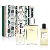 HERMES 愛馬仕 大地冷冽之水男性淡香精禮盒(淡香精100ml+小香12.5ml+沐浴精80ml)-效期至2027/07