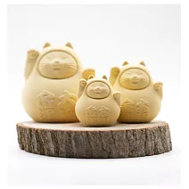 【一家祈福】圓滾滾幸運貓團圓版 (大中小三入) 招財黃