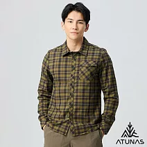 【ATUNAS 歐都納】男款科技纖維保暖長袖格紋/格子襯衫A1SH2405M- M 橄綠格