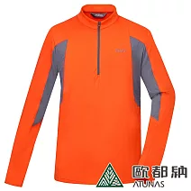 【ATUNAS 歐都納】男款SOLAR-FLEECE吸濕排汗薄立領衫A1PS2219M- 2XL 橘