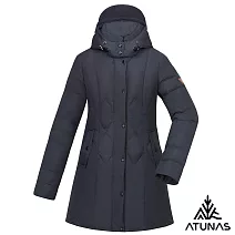 【ATUNAS 歐都納】女款都會中長版輕量羽絨保暖外套A1GA2414W- S 黑