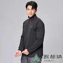 【ATUNAS 歐都納】男款SOLAR-FLEECE刷毛長袖立領拉鍊衫/POLO衫/大尺碼A1PS2333M- 2XL 黑