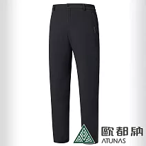 【ATUNAS 歐都納】男款抗風保暖刷毛長褲/大尺碼A6PA2414M- L 黑