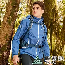 【ATUNAS 歐都納】男款縱橫戶外GORE-TEX 2.5L單件式防水外套A1GTBB05M- M 藍灰