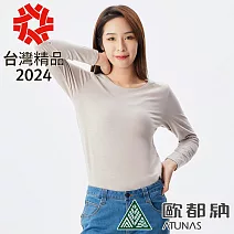 【ATUNAS 歐都納】女款石墨烯蓄熱圓領內著衣A1UCDD03W- L 粉膚