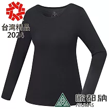 【ATUNAS 歐都納】女款石墨烯蓄熱圓領內著衣A1UCDD03W- M 黑