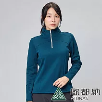 【ATUNAS 歐都納】女款SOLAR-FLEECE刷毛長袖立領拉鍊衫/POLO衫/大尺碼A1PS2336W- M 藍綠