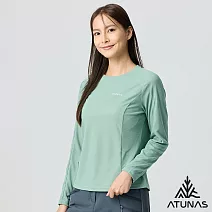 【ATUNAS 歐都納】女款POLARTEC POWER DRY吸濕排汗透氣快乾長袖T恤A1TSGZ02W- S 霧綠