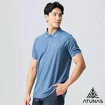 【ATUNAS 歐都納】男款POLARTEC POWER DRY吸濕排汗透氣快乾短袖POLO衫/大尺碼A1PS2502M- M 原力藍