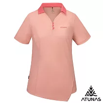 【ATUNAS 歐都納】女款POLARTEC POWER DRY吸濕排汗透氣快乾短袖POLO衫A1PS2503W- S 桃粉