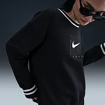 NIKE AS W NSW PHNX FLC GX OS LNG C 女圓領套頭衫-HJ0950010 XS 黑色