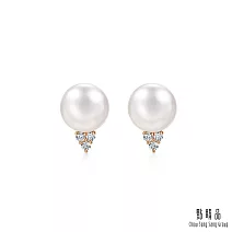 【點睛品】La Pelle 日本Akoya珍珠 18K玫瑰金鑽石耳環 (一對)