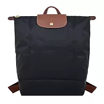 LONGCHAMP LE PLIAGE系列再生尼龍摺疊後背包(中) 黑