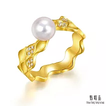 【點睛品】YuYu系列 典雅簡約 黃金珍珠鑽石戒指