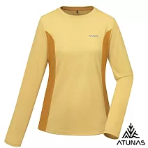 【ATUNAS 歐都納】女款輕薄透氣抑菌抗臭長袖排汗T恤/大尺碼A6TS2520W*- S 陽光黃/棕黃
