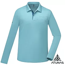 【ATUNAS 歐都納】男款輕薄透氣抑菌抗臭長袖排汗POLO衫/大尺碼A6PS2517M*- M 青石灰